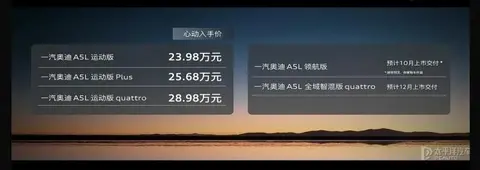 一汽奥迪A5L上市 23.98万元起 搭载华为乾崑智驾